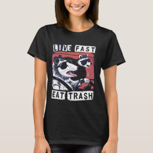 Camiseta Live Fast Come Trash Raccoon Possum Street Cats Di