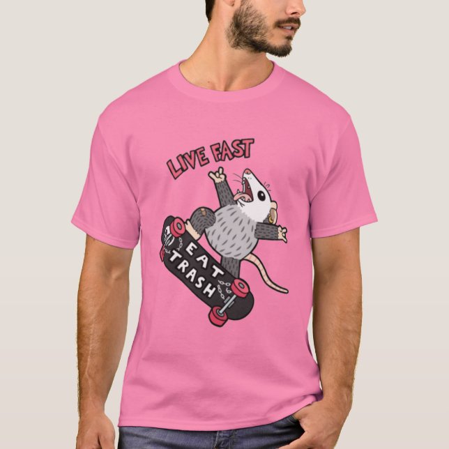 Camiseta Live Fast Eat Trash (Frente)