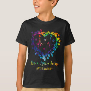 Camiseta Live Love Aceite Autismo Sensibilização Tie Dye Au
