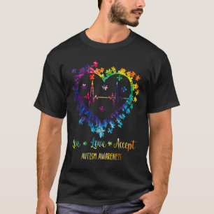 Camiseta Live Love Aceite Autismo Sensibilização Tie Dye Au