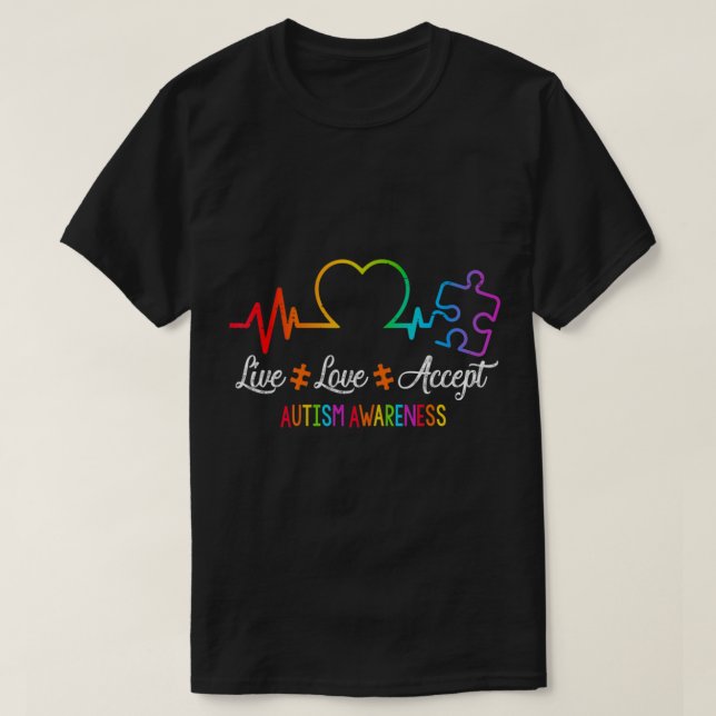 Camiseta Live Love Aceite Autismo Sensibilização Tie Dye Qu (Frente do Design)