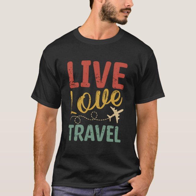 Camiseta Live Love Airplane Travel Traveller (Frente)