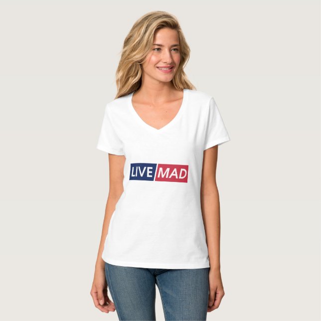 Camiseta LIVE MAD – Bold Minimal Modern Typography Design (Frente Completa)