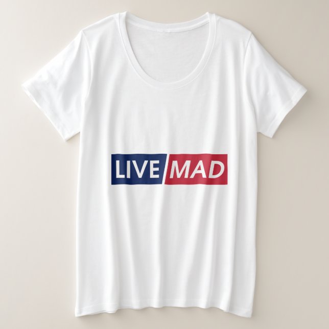 Camiseta LIVE MAD – Bold Minimal Modern Typography Design (Frente do Design)