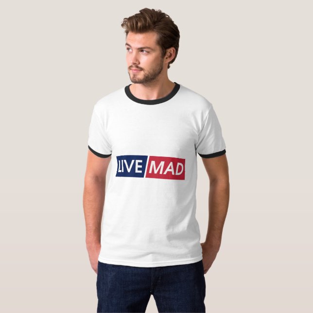 Camiseta LIVE MAD – Bold Minimal Modern Typography Design (Frente Completa)