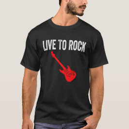 Camiseta Live To Rock Red Electric Guitar Music Graphic Art