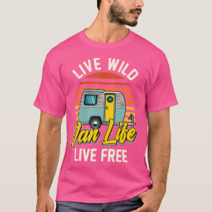 Camiseta Live Wild Van Life Vive Livre Para Um Acampamento