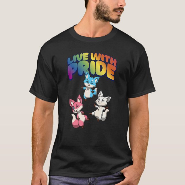 Camiseta Live With Lgbtq Pride Transgender Pride Foxes (Frente)