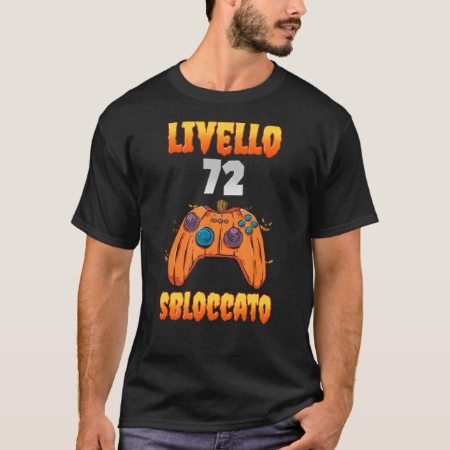 Camiseta Livello 72 Sbloquecato 72 Compleão 72 Anni Videogi (Frente)