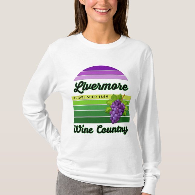 Camiseta Livermore Wine Country Purple Green Stripes Grapes (Frente)