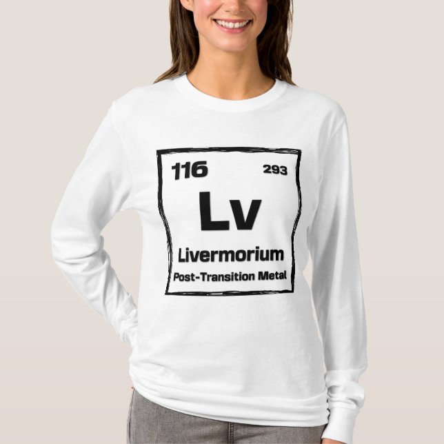Camiseta Livermório (Lv) - Tabela Periódica dos Elementos (Frente)