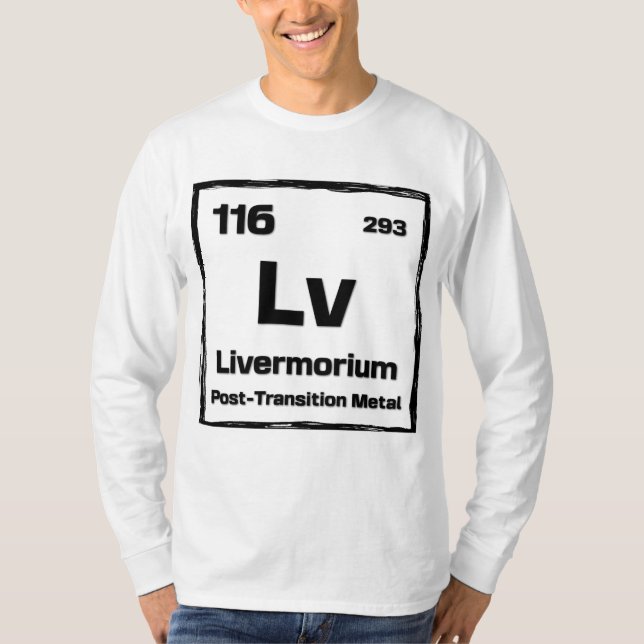 Camiseta Livermório (Lv) - Tabela Periódica dos Elementos (Frente)