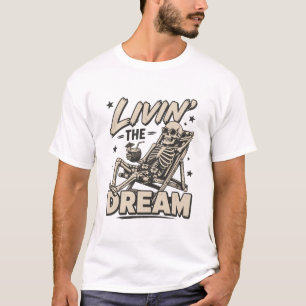 Camiseta Livin The Dream Beach Skeleton