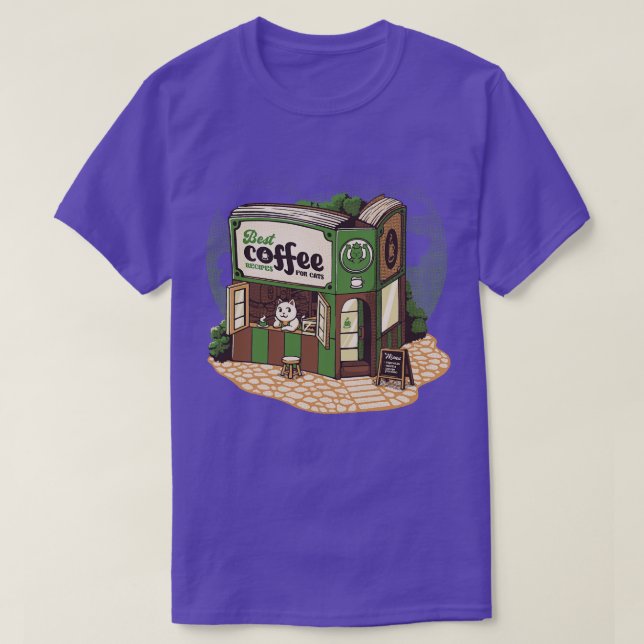 Camiseta Livraria de Gatos do Coffeeshop por Tobe Fonseca (Frente do Design)
