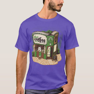 Camiseta Livraria de Gatos do Coffeeshop por Tobe Fonseca