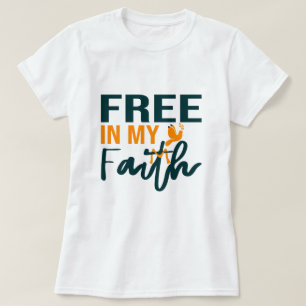 Camiseta Livre na minha fé Bíblia religiosa Verso Crença