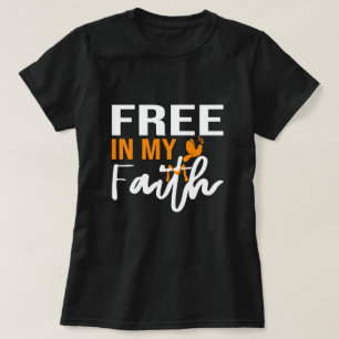 Camiseta Livre na minha fé Bíblia religiosa Verso Crença