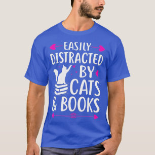 Camiseta Livremente Distraído Por Gatos E LivrosLivro De Ga