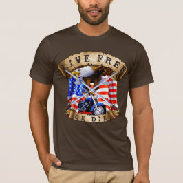 Camiseta Livres ou Mortas, Patriota de Motocicleta, Águia,