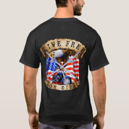 Camiseta Livres ou Mortas, Patriota de Motocicleta, Águia,