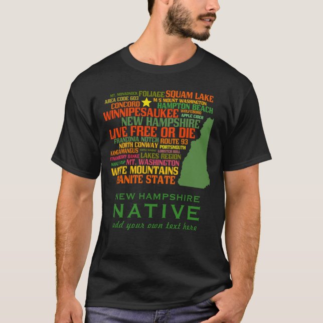 Camiseta Livres vivos do nativo de New Hampshire ou morrem (Frente)