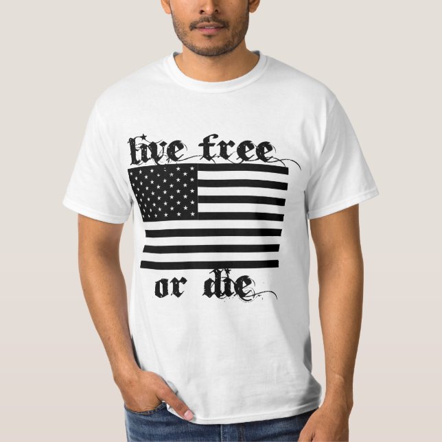 Camiseta Livres vivos ou morrem vintage americano (Frente)