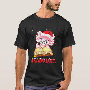 Camiseta Livro De Bookworm Xmas Readolotl Lendo Amphibian A