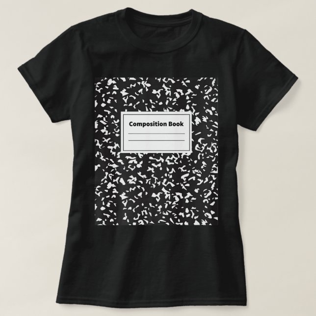 Camiseta Livro de Composição - Notebook, Escola, Classe (Frente do Design)