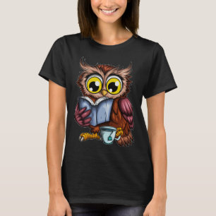 Camiseta Livro de Corujas Jornal Crime Romance Xícara de Ch