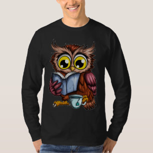Camiseta Livro de Corujas Jornal Crime Romance Xícara de Ch