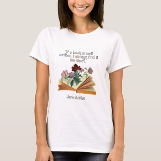 Camiseta Livro De Jane Austen Cita Floral