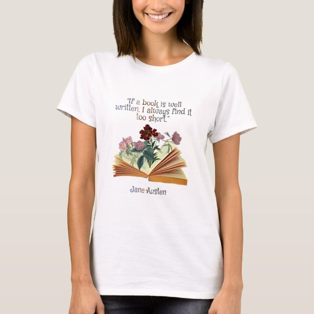 Camiseta Livro De Jane Austen Cita Floral (Frente)