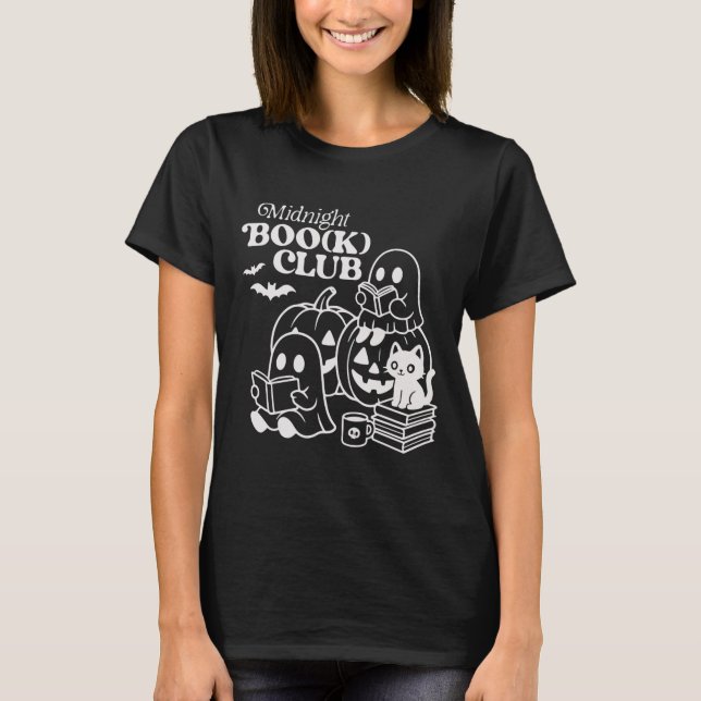 Camiseta Livro de Leitura de Fantasmas do Halloween Boo(k)  (Frente)