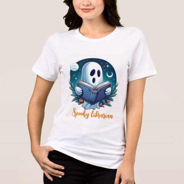 Camiseta Livro de leitura fantasma exclusivo do Halloween (Frente)