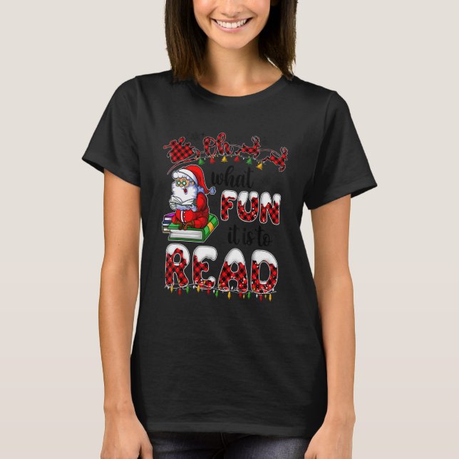 Camiseta Livro De Papais noeis De Natal Xmas Que Divertido  (Frente)