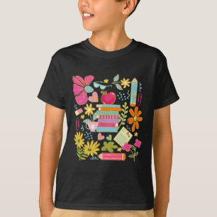 Camiseta Livro de Professora de Flor Boho Apple Pencil Dive