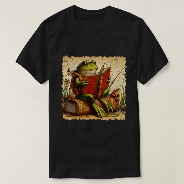 Camiseta Livro de Sapos do sapo de pesca clássico (Frente do Design)