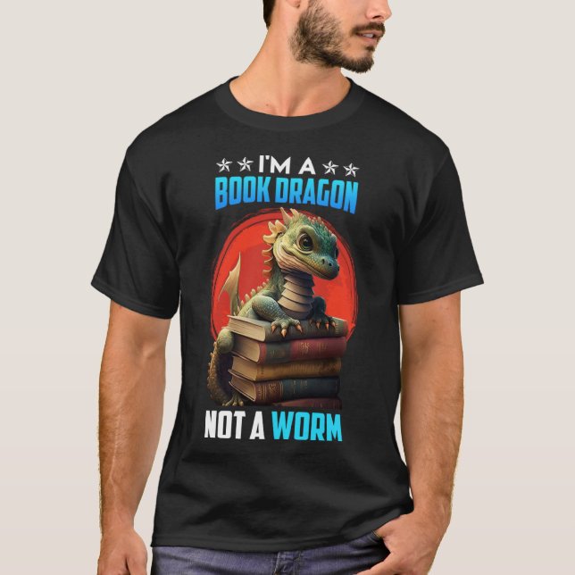 Camiseta Livro do amante Dragão Lendo o worm de amigos Bo (Frente)