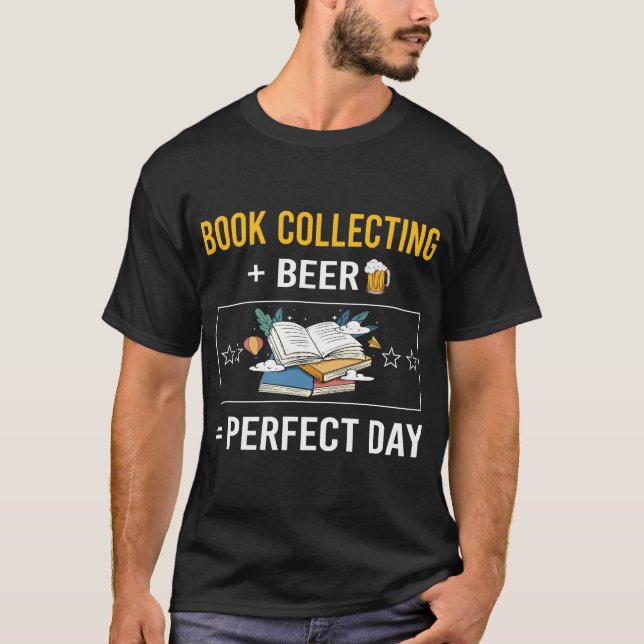 Camiseta Livro do Dia da Cerveja Coletando Livros Bibliófil (Frente)