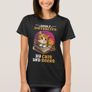 Camiseta Livro do Livro de Livros de Fãs de Gato e Leitura