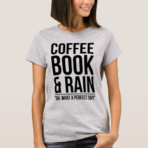 Camiseta livro e chuva do café