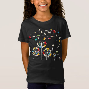 Camiseta livro flor dandelion lendo fã prenda floral