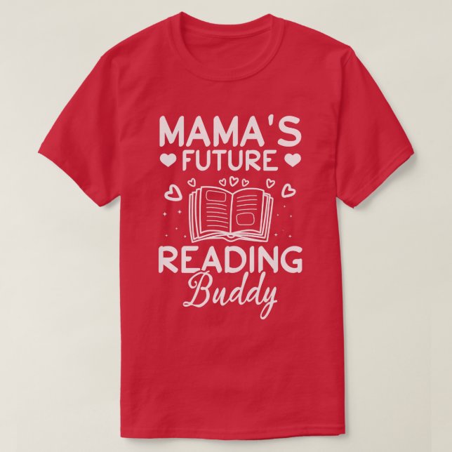 Camiseta Livro infantil sobre o futuro da mamãe lendo livro (Frente do Design)