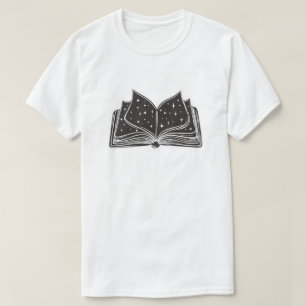 Camiseta Livro Mágico Aberto – Estrelas e Magia