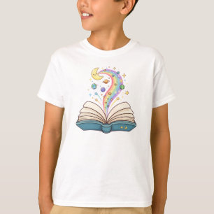 Camiseta Livro Mágico Arco-Íris - Magia de Leitura Fofa