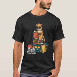 Camiseta Livro Meerkat Sentado Na Pilha Do Livro