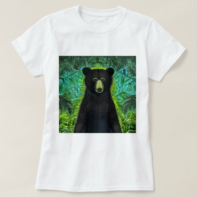 Camiseta Livro Negro Pequeno Urso Negro Divertido (Frente do Design)