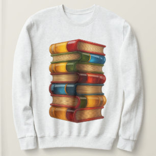 Camiseta Livro Pintado - Pilha 3D de Romances Coloridos em 
