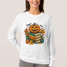 Camiseta Livro Temático Festivo do Professor de Halloween