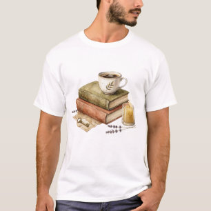 Camiseta Livros Aconchegantes de Academia Sombria com Vela 